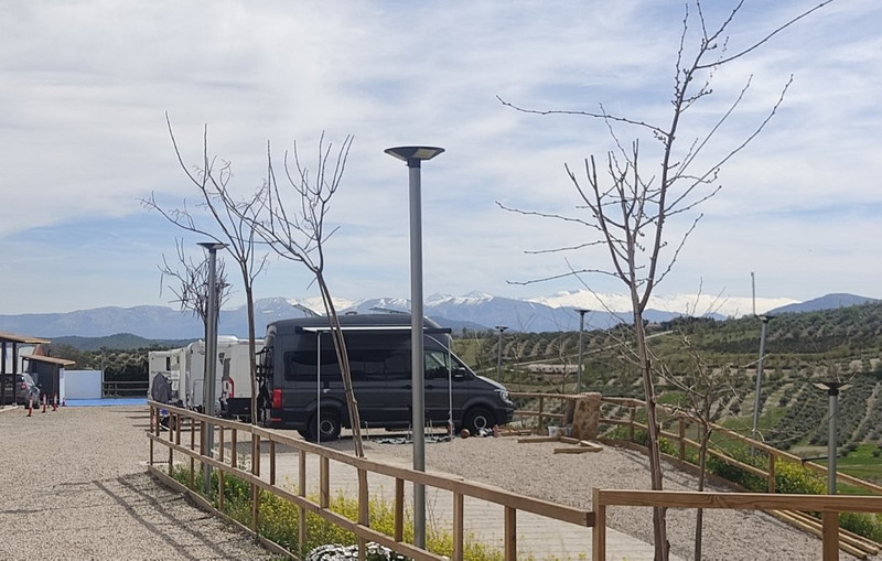 El área de autocaravanas en Noalejo (Jaén)